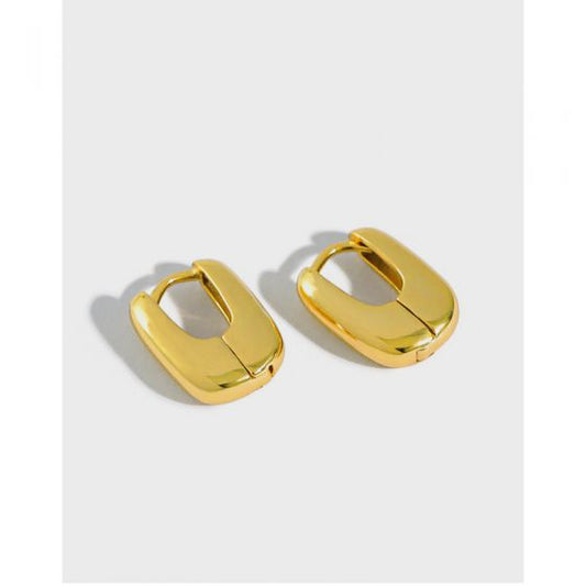 Mini Geometric Ellipse Hoop Earrings, 925 Sterling Silver