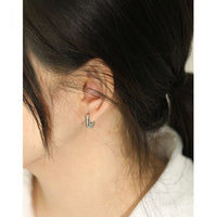 Mini Geometric Ellipse Hoop Earrings, 925 Sterling Silver