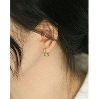 Mini Geometric Ellipse Hoop Earrings, 925 Sterling Silver