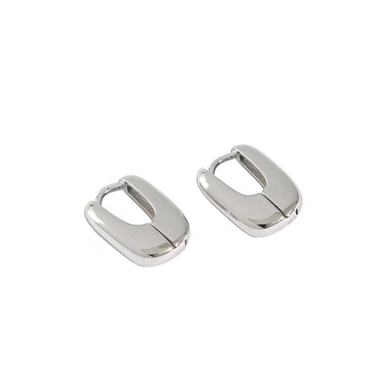 Mini Geometric Ellipse Hoop Earrings, 925 Sterling Silver