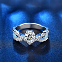 Six-Claw Round Moissanite Crown Cross Adjustable Ring