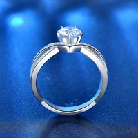 Six-Claw Round Moissanite Crown Cross Adjustable Ring