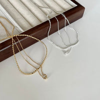 Double Layer Bead Chain Necklace, 925 Sterling Silver