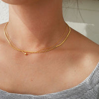 Double Layer Bead Chain Necklace, 925 Sterling Silver