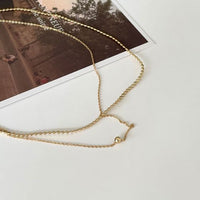 Double Layer Bead Chain Necklace, 925 Sterling Silver