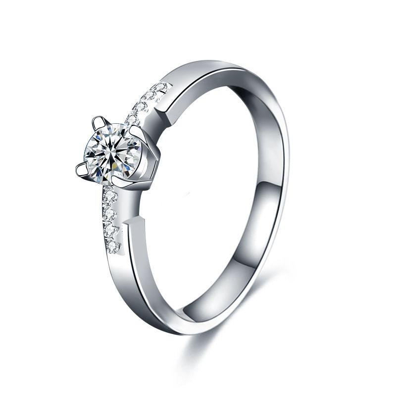 Simple Round Four-Claw Moissanite Ring