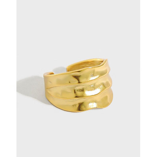 Classic Wide Irregular River Sterling Silver Adjustable Ring