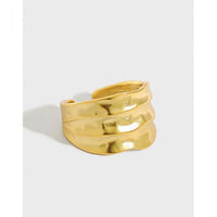 Classic Wide Irregular River Sterling Silver Adjustable Ring
