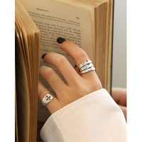 Classic Wide Irregular River Sterling Silver Adjustable Ring