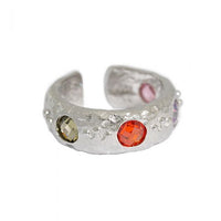Colorful Round Crystal Sterling Silver Adjustable Ring