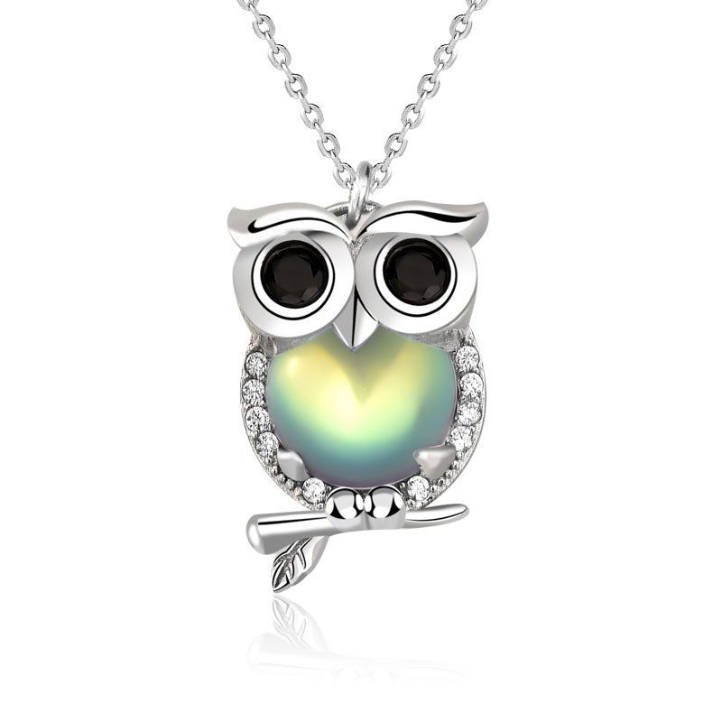 Moonstone Owl Pendant Necklace