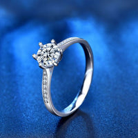 Six-Claw Moissanite Crown Ring in 925 Sterling Silver