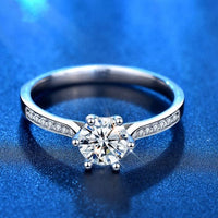 Six-Claw Moissanite Crown Ring in 925 Sterling Silver
