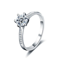 Six-Claw Moissanite Crown Ring in 925 Sterling Silver