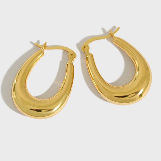 Letter U Hoop Earrings in 925 Sterling Silver