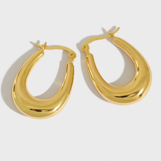 Letter U Hoop Earrings in 925 Sterling Silver