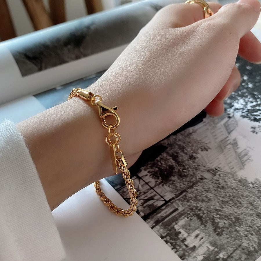 Vintage Twisted Chain Bracelet, 925 Sterling Silver