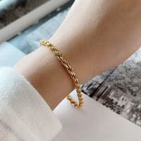 Vintage Twisted Chain Bracelet, 925 Sterling Silver