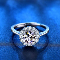 Sunflower Moissanite Crystal Adjustable 925 Sterling Silver Ring