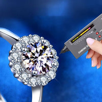Sunflower Moissanite Crystal Adjustable 925 Sterling Silver Ring