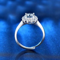 Sunflower Moissanite Crystal Adjustable 925 Sterling Silver Ring