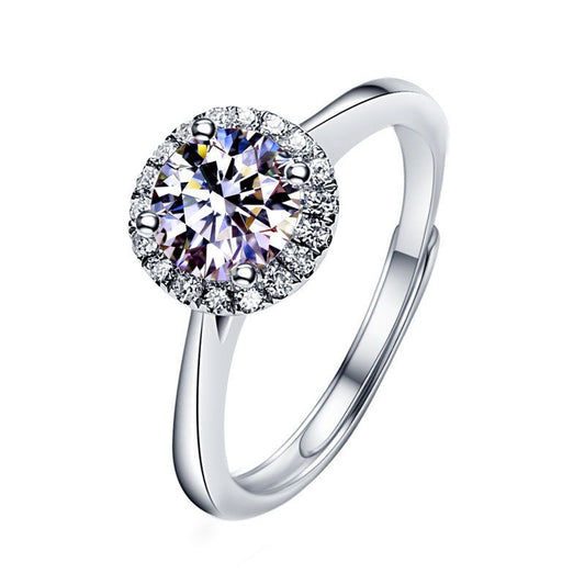Sunflower Moissanite CZ Adjustable 925 Sterling Silver Ring