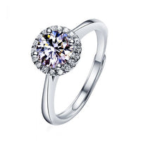 Sunflower Moissanite Crystal Adjustable 925 Sterling Silver Ring