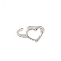 Anniversary Hollow Heart 925 Sterling Silver Adjustable Ring