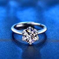 Minimalist Six-Claw Moissanite Adjustable Promise Ring