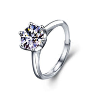 Minimalist Six-Claw Moissanite Adjustable Promise Ring