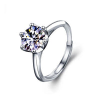 Minimalist Six-Claw Moissanite Adjustable Promise Ring