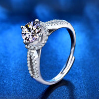 Round Moissanite Babysbreath Adjustable 925 Sterling Silver Ring