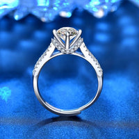 Round Moissanite Babysbreath Adjustable 925 Sterling Silver Ring