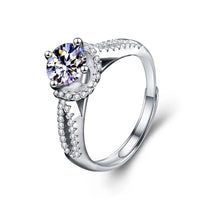 Round Moissanite Babysbreath Adjustable 925 Sterling Silver Ring