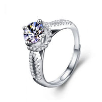 Round Moissanite Babysbreath Adjustable 925 Sterling Silver Ring