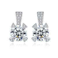 Round Triangle Cubic Zirconia Sterling Silver Stud Earrings