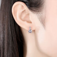 Round Triangle Cubic Zirconia Sterling Silver Stud Earrings