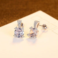 Round Triangle Cubic Zirconia Sterling Silver Stud Earrings