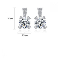 Round Triangle Cubic Zirconia Sterling Silver Stud Earrings