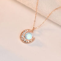 Natural Moonstone Crescent Moon Necklace