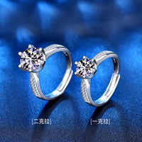 Simple Six Claw Round Moissanite Crystal Adjustable Ring