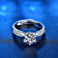 Simple Six Claw Round Moissanite Crystal Adjustable Ring