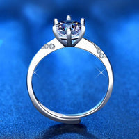 Classic Six Claw Moissanite Crown Ring, 925 Sterling Silver (Adjustable)