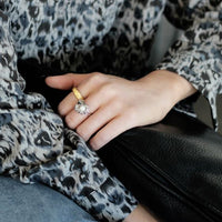 Irregular Flower Shell Pearl Adjustable Ring, 925 Sterling Silver