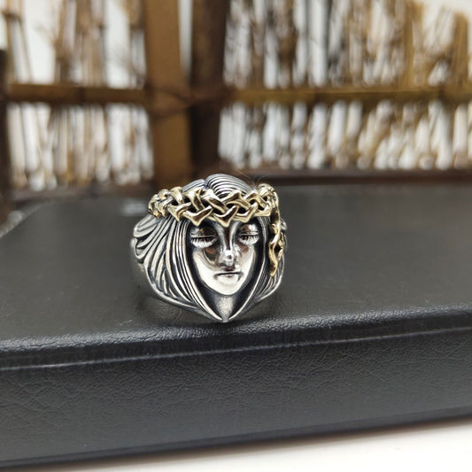Luck Fairy Vintage Portrait 925 Sterling Silver Ring