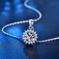 Sunflower Cubic Zirconia 925 Sterling Silver Necklace