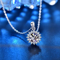 Sunflower Cubic Zirconia 925 Sterling Silver Necklace