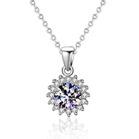 Sunflower Cubic Zirconia 925 Sterling Silver Necklace