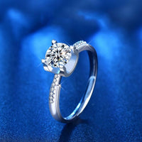 Cowhead Four Claw Moissanite Ring, 925 Sterling Silver