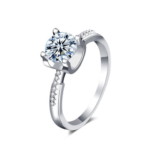 Cowhead Four Claw Moissanite Ring, 925 Sterling Silver